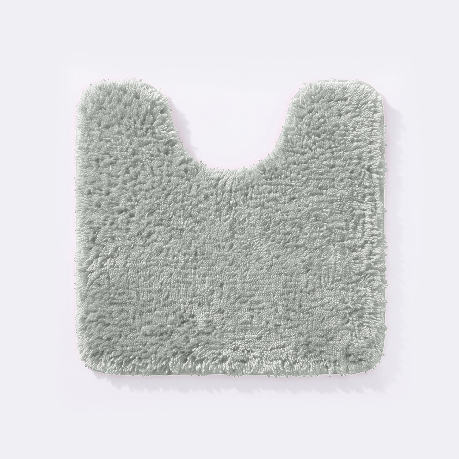 Silver grey non slip pedestal mat for the toilet or sink basin, plush shaggy microfibre pile.