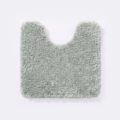 Silver grey non slip pedestal mat for the toilet or sink basin, plush shaggy microfibre pile.