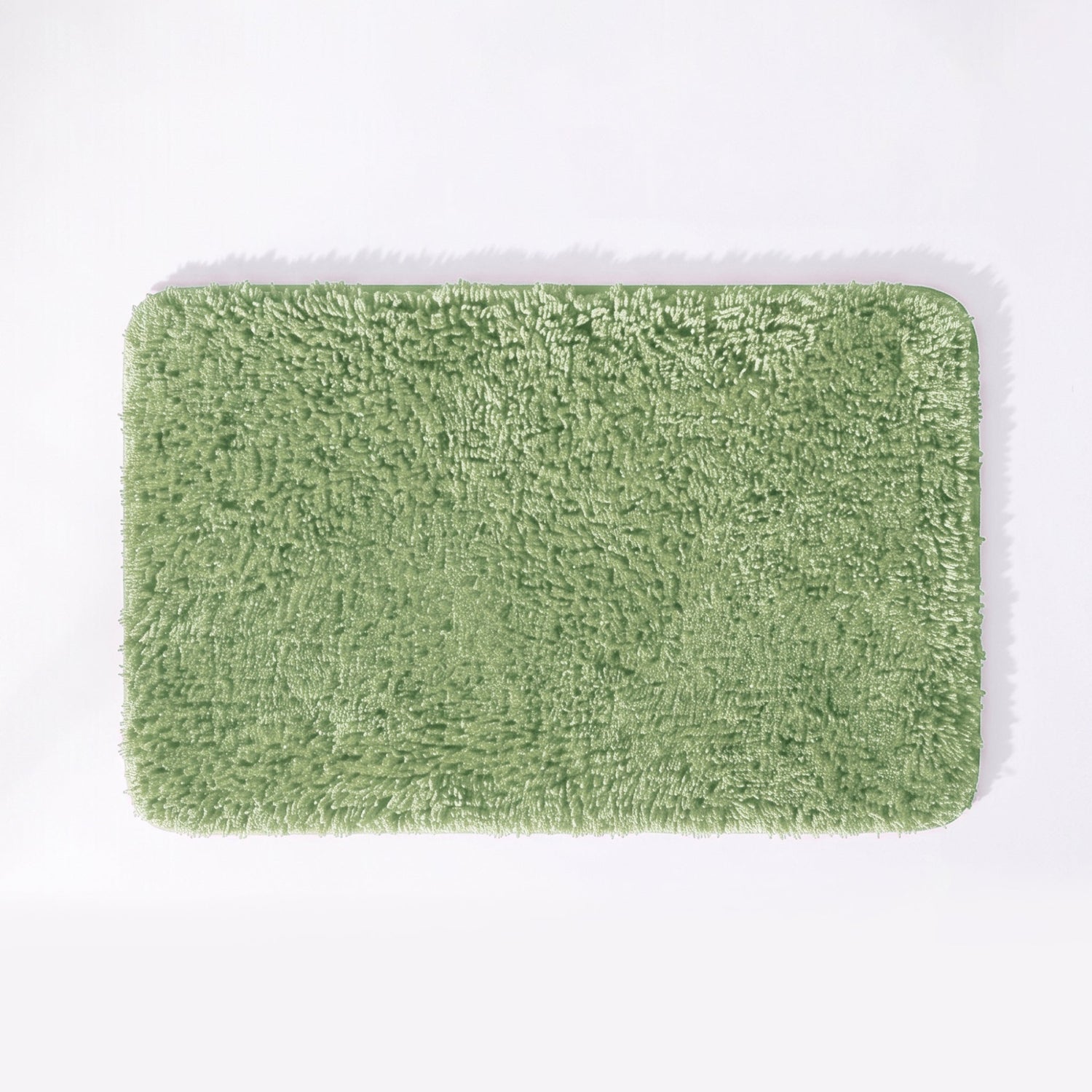Fern sage green bathroom rug made from microfibre, with non slip backing.