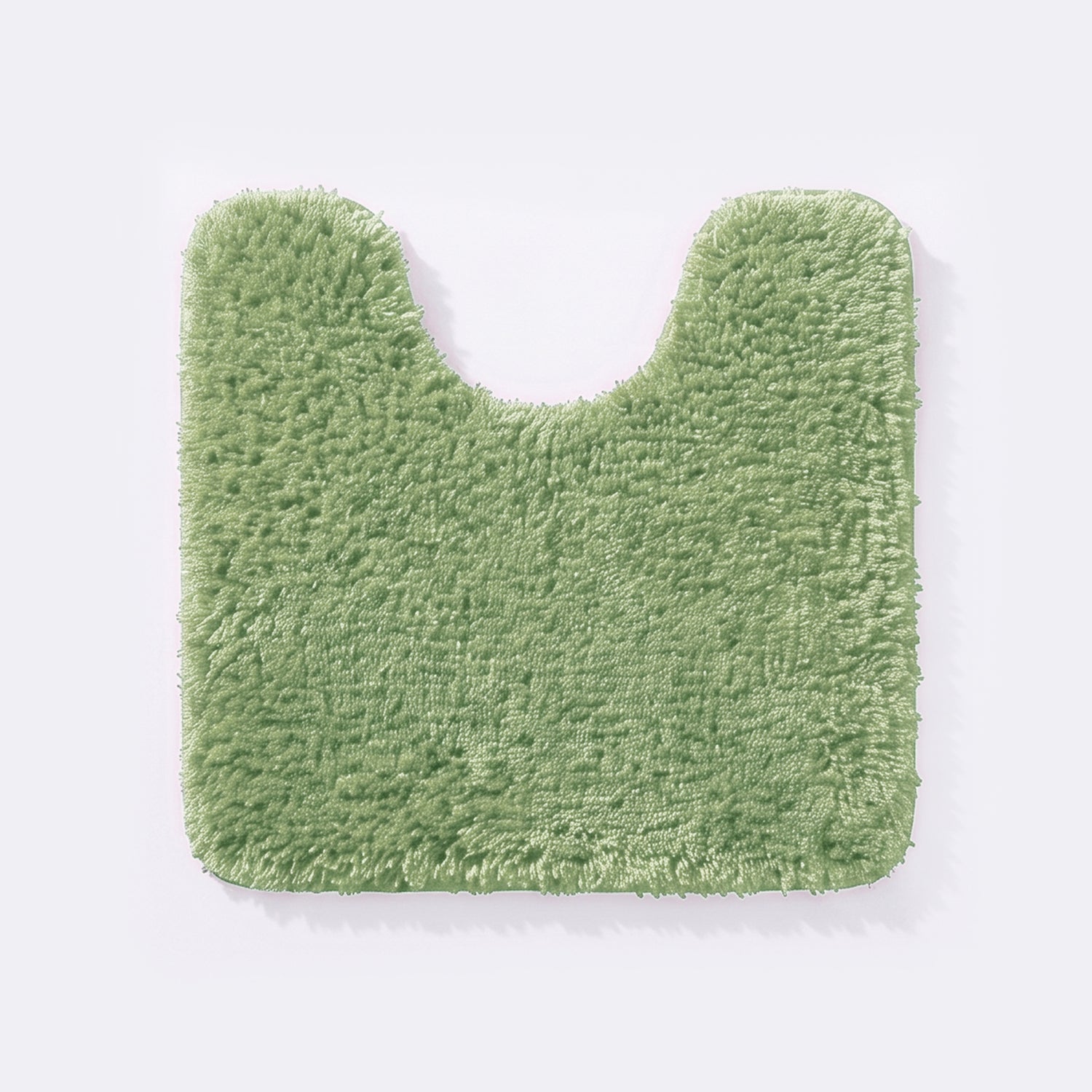 Sage green non slip pedestal mat for the toilet or sink basin, plush shaggy microfibre pile.