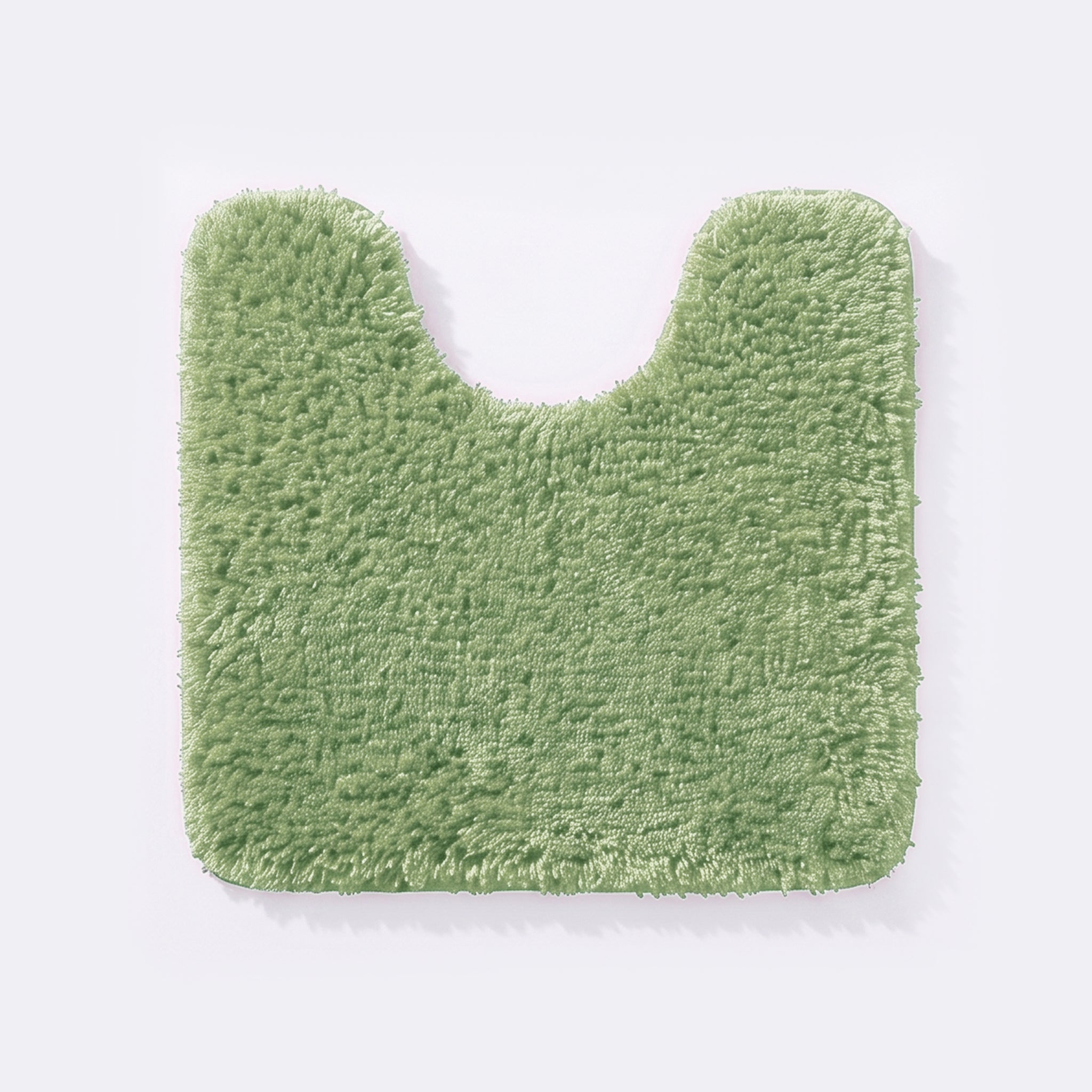 Sage green non slip pedestal mat for the toilet or sink basin, plush shaggy microfibre pile.