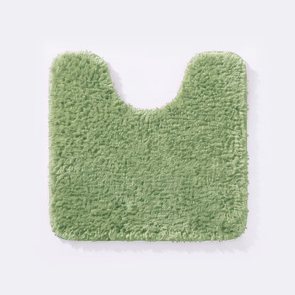 Sage green non slip pedestal mat for the toilet or sink basin, plush shaggy microfibre pile.