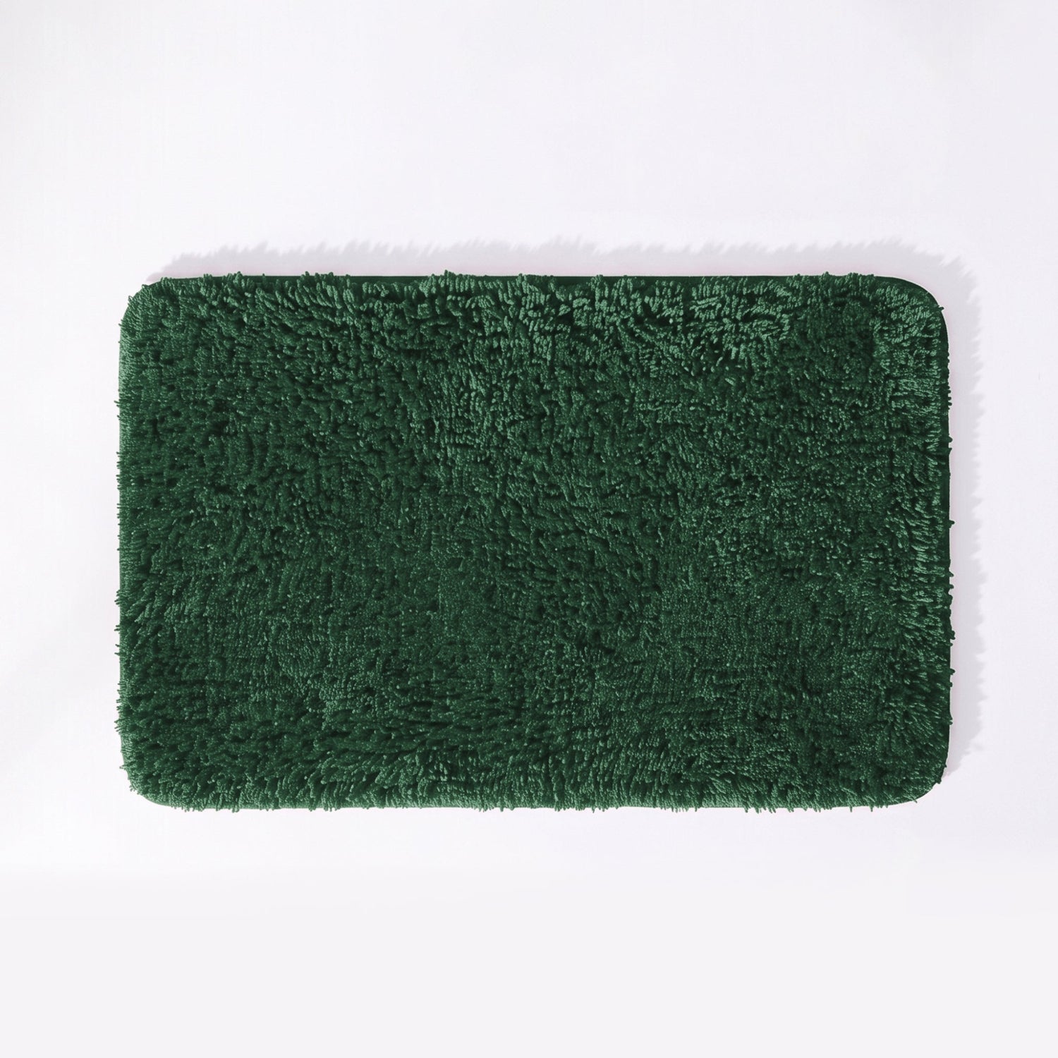 Forest green non slip bath mat, microfibre deep pile.