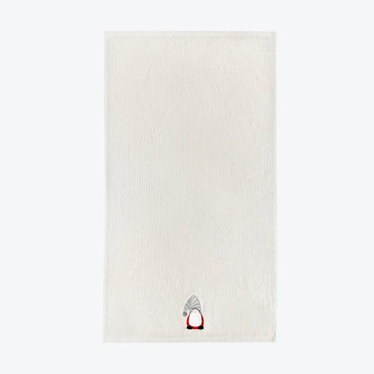 Grey Christmas tea towels with gonk gnome on. Fun, festive Santa towels for the bathroom or  kitchen.