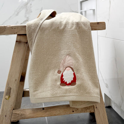 Christmas gonk towels in a hand towel size - great for Christmas decor in the bathroom or kitchen as a tea towel.