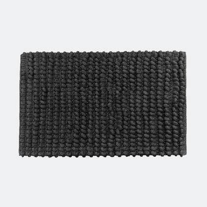 Dark grey bobble bathroom rug with non slip backing. thick chenille bath mat.