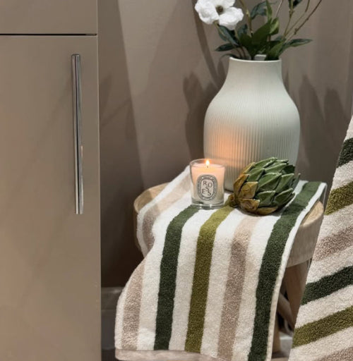 Green striped bathroom towels