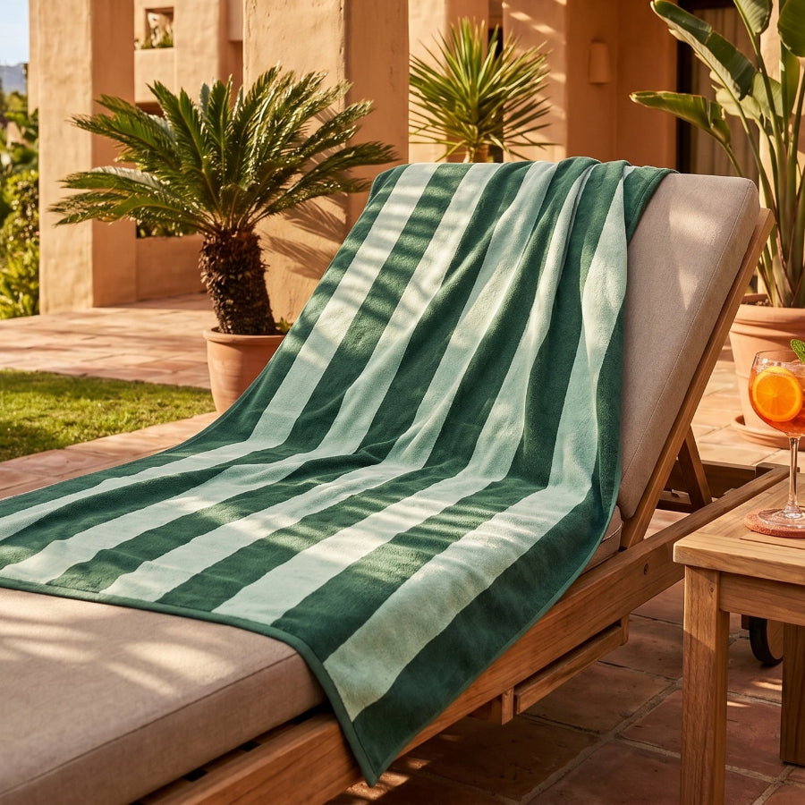 Large Organic Cotton Striped Beach Towel