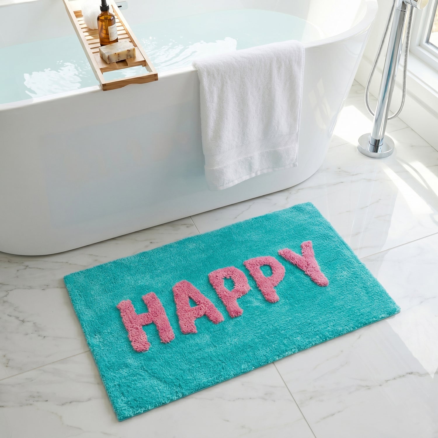 Happy Slogan Bath Mat