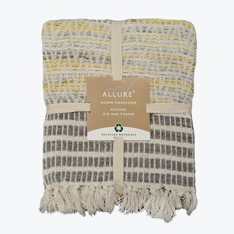 Heavyweight chevron patterned blanket mustard