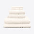 Cream set of 6 towels for the bathroom, face cloths, hand towels and bath sheet - bathroom essentials bundle.