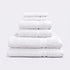 White set of 6 towels for the bathroom, face cloths, hand towels and bath sheet - bathroom essentials bundle.