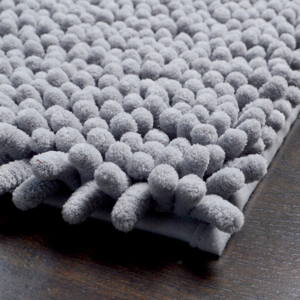 Grey chunky bobble chenille bath mat