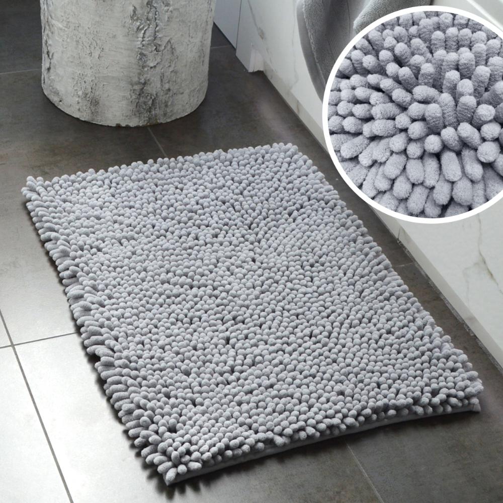 Chenille bobble bath mat in grey