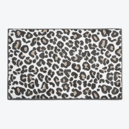 Dark grey Leopard Print Bath Mat Non Slip Super Soft.