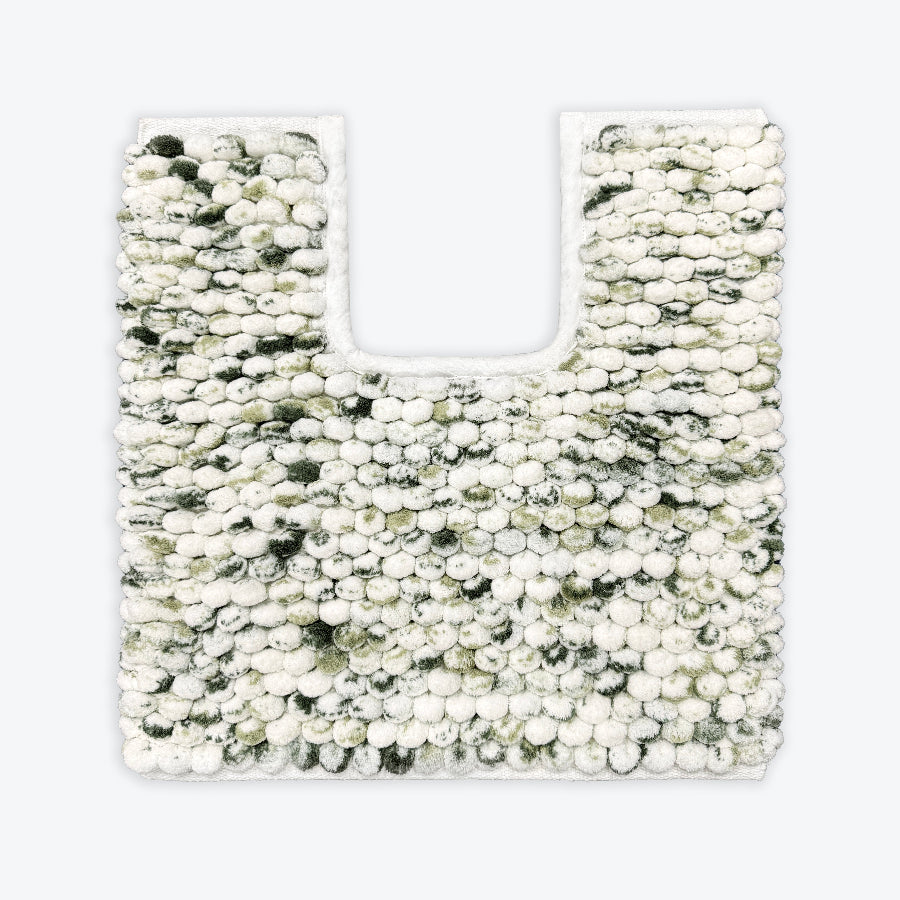 Green toilet mat with a u shape cut out for pedestals or sink - modern marble patterned design.