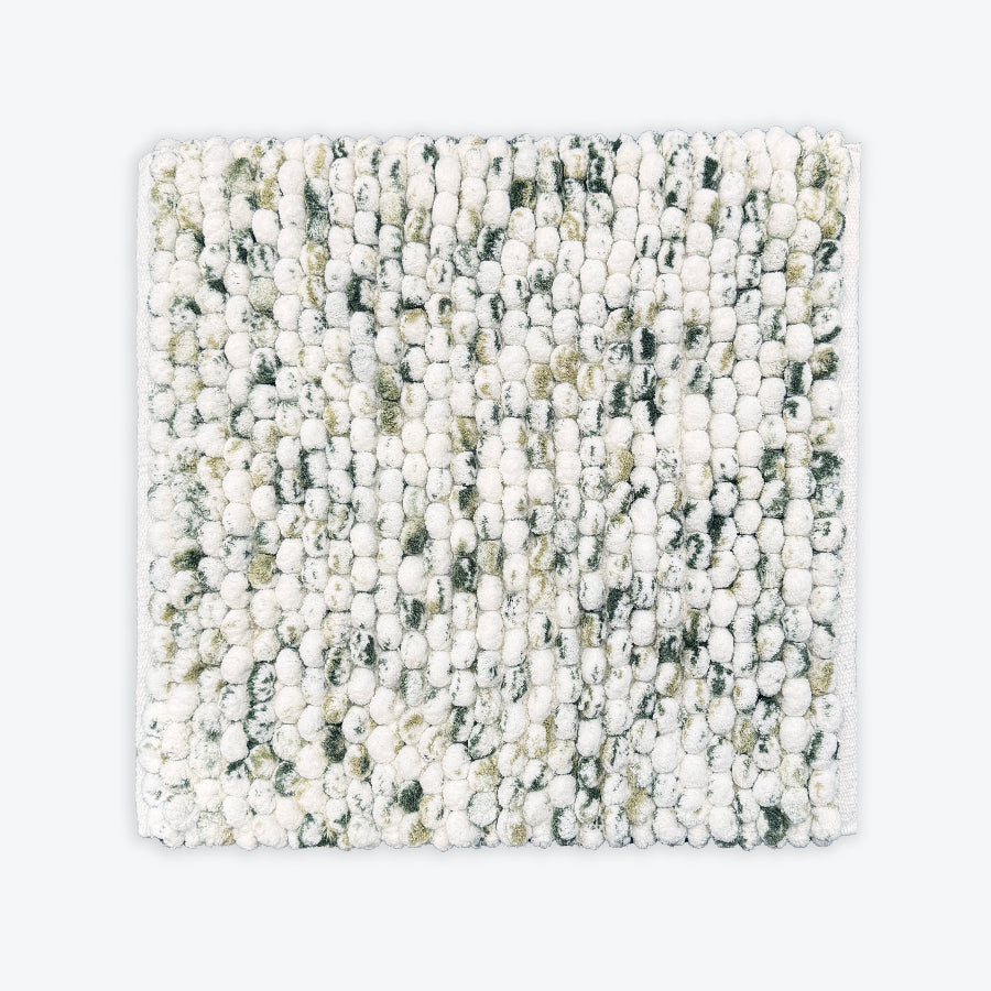 White and green marble bathroom mat in a small size - square shape.
