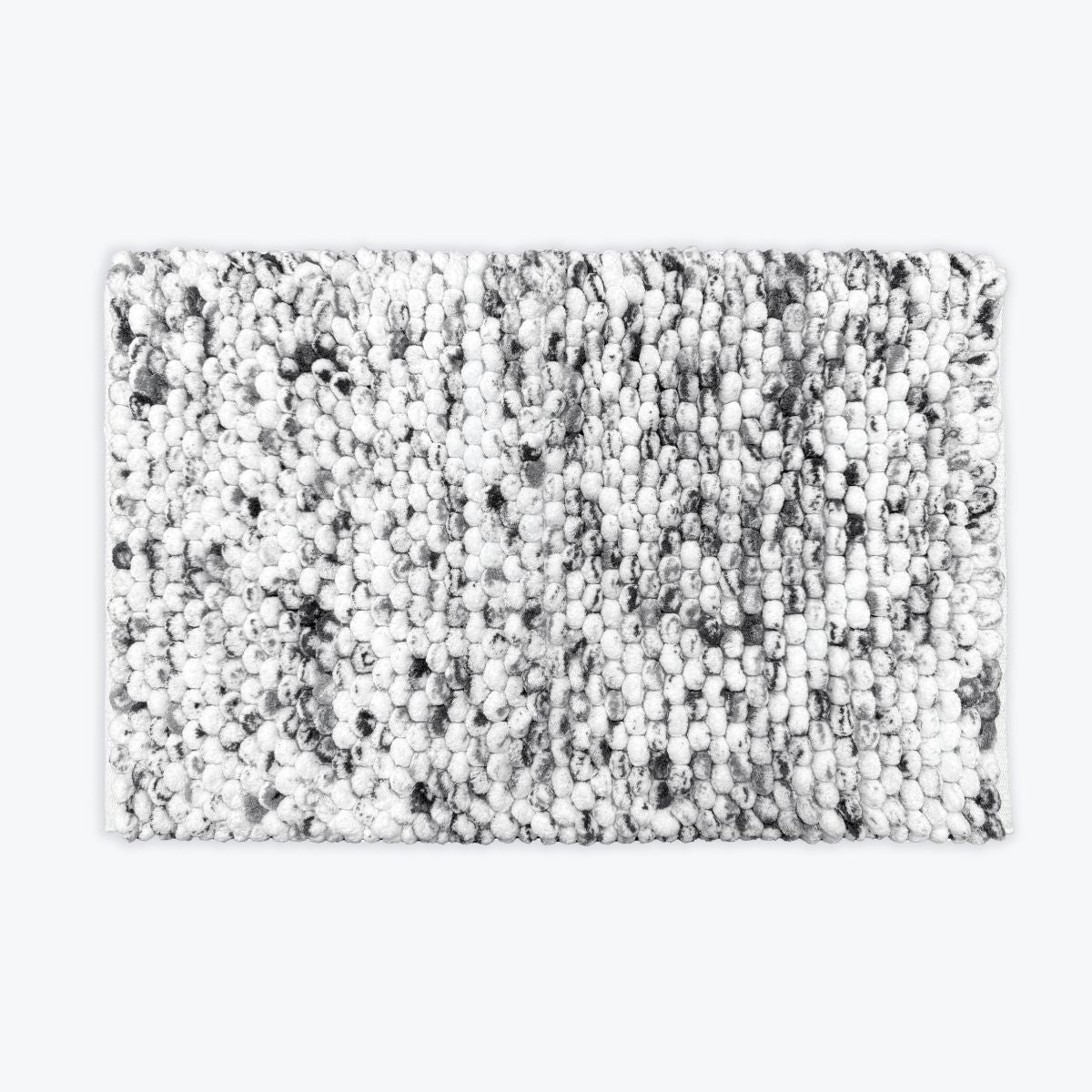 Black and white marble bath mat made with chunky deep pile bobbles.