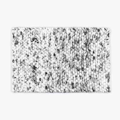 Black and white marble bath mat made with chunky deep pile bobbles.