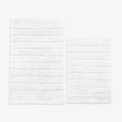 White 2pc bath mat set, 100% cotton.