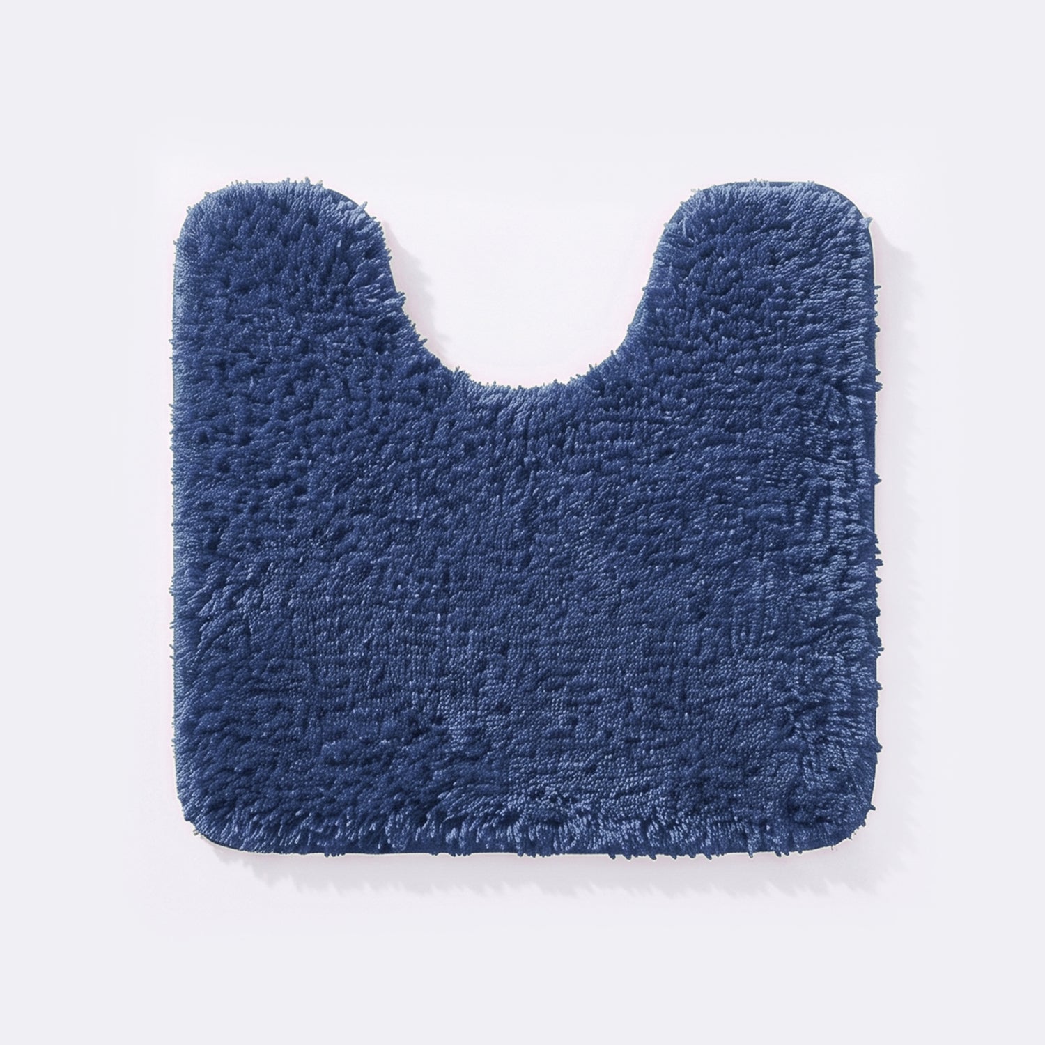 Mid blue non slip pedestal at for the toilet or sink basin, plush shaggy microfibre pile.