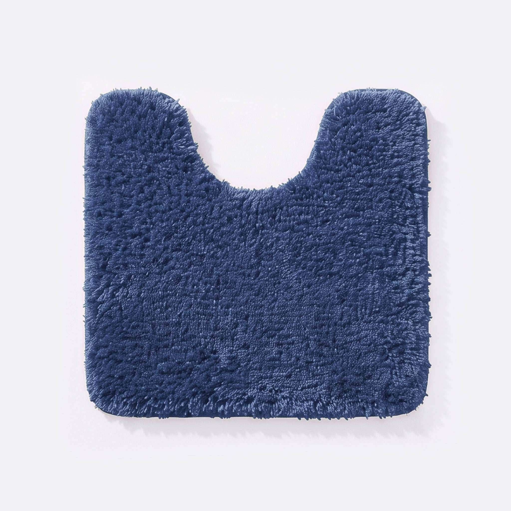 Mid blue non slip pedestal at for the toilet or sink basin, plush shaggy microfibre pile.