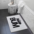 Nice bum slogan bath mat. Monochrome, white and black rug for the bathroom.