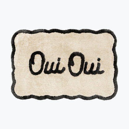 Oui Oui Slogan Scalloped Bath Mat