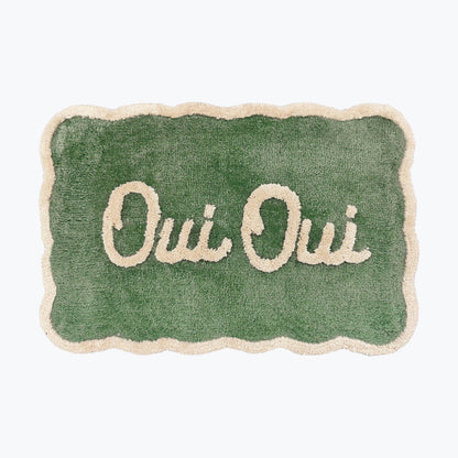 Oui Oui Slogan Scalloped Bath Mat
