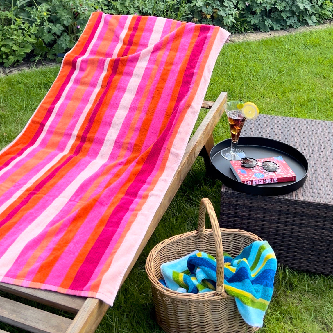 Pink / Blue Striped Beach Towels