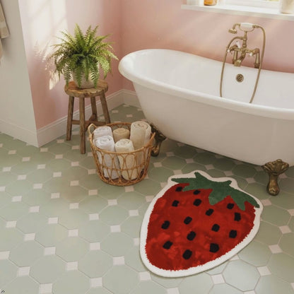 Red Strawberry Bath Mat