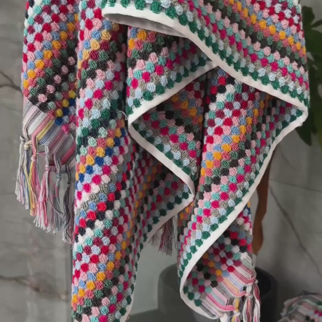 Sustainable Colourful Patterned Towels with Tassels