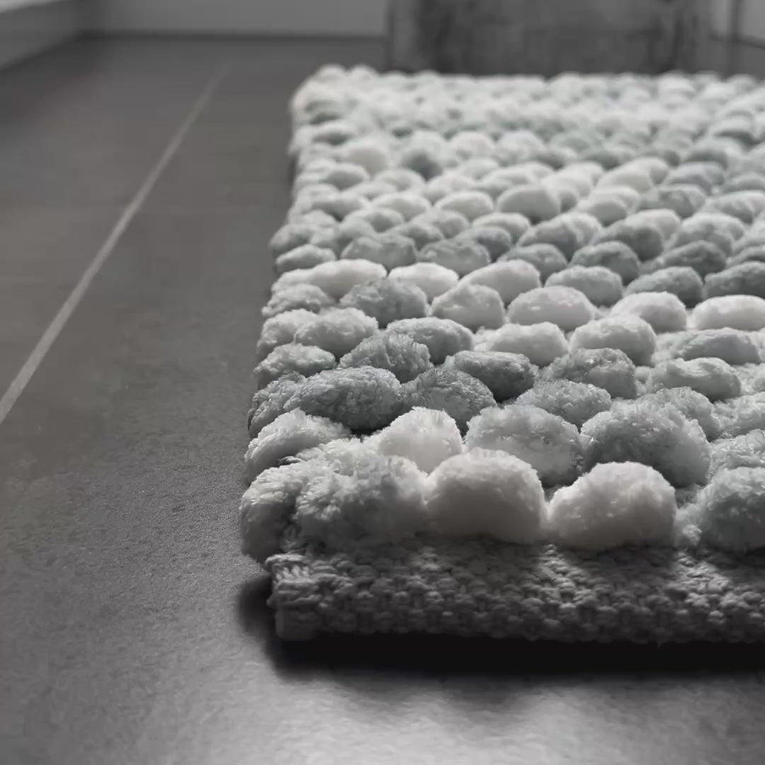 Marl Chunky Bobble Bath Mat and Pedestal Mat Set