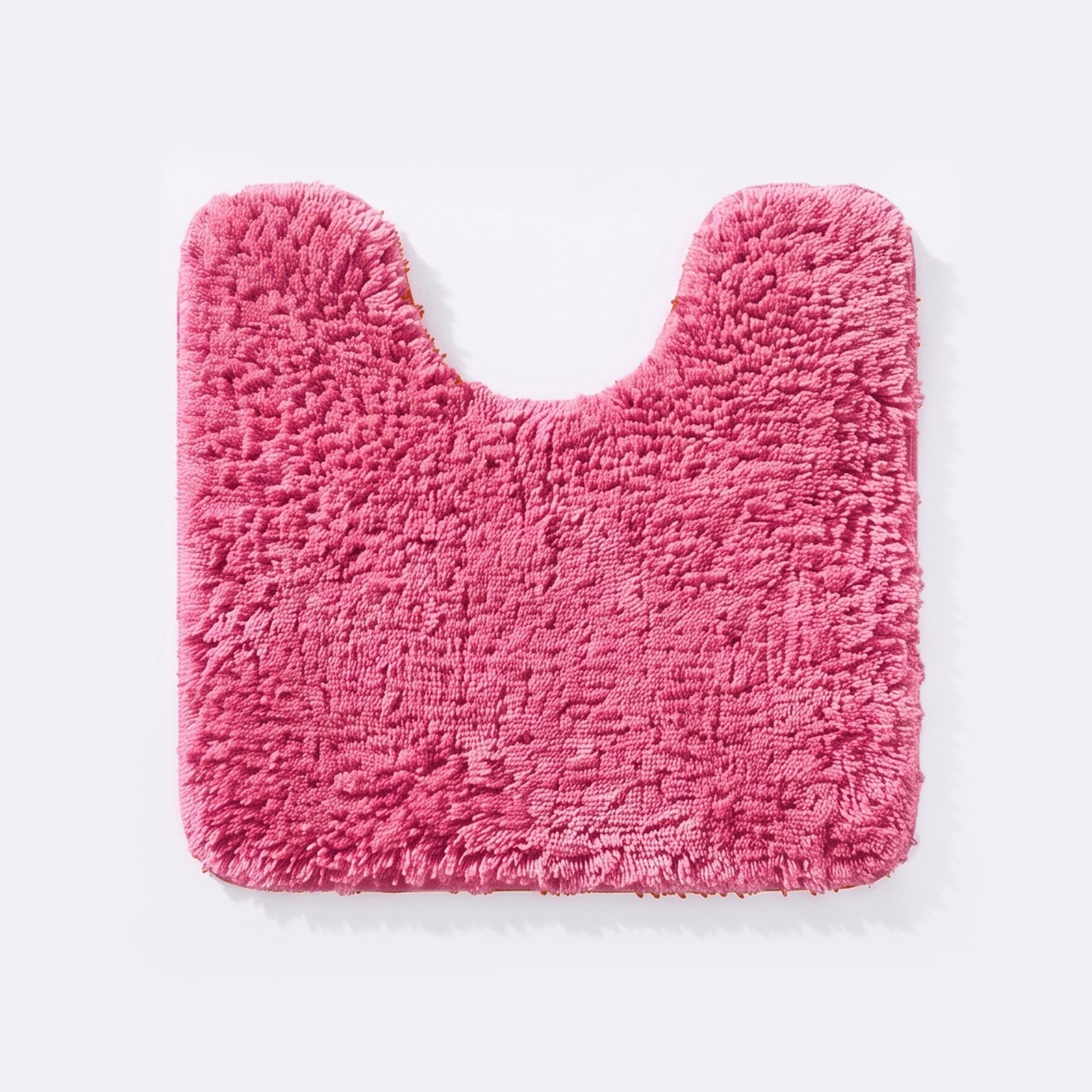 Rose pink non slip pedestal mat for the toilet or sink basin, plush shaggy microfibre pile.