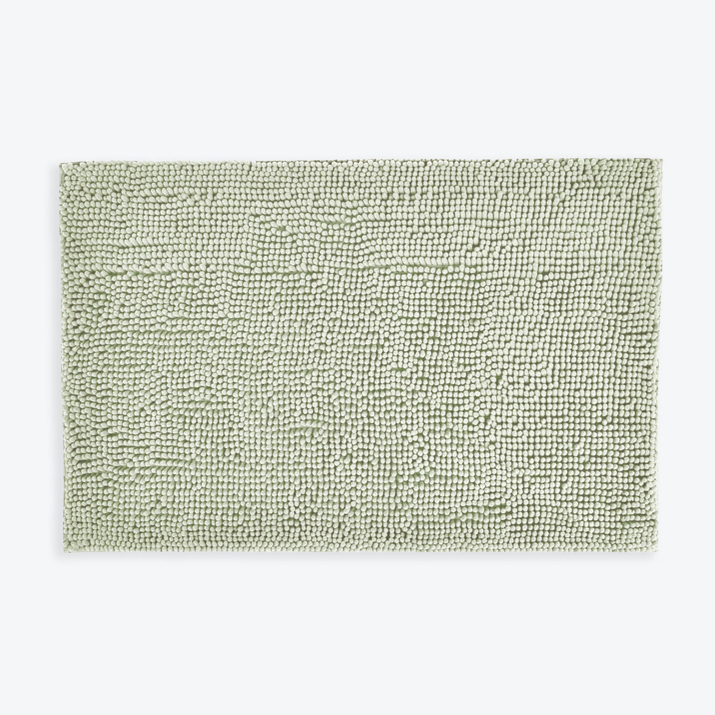 Sage green bath mat, non slip chenille bobbles.