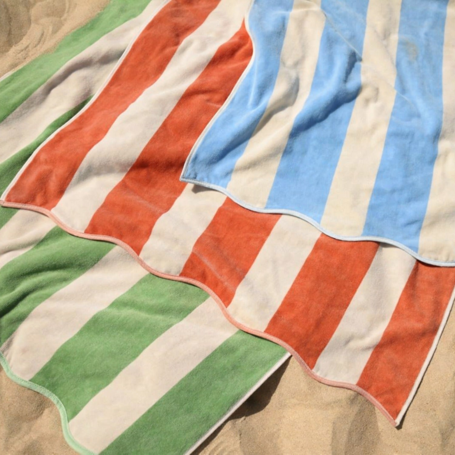 Large Scalloped Striped Beach Towel