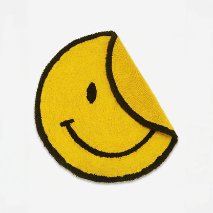 Yellow Happy Face Round Bath Mat