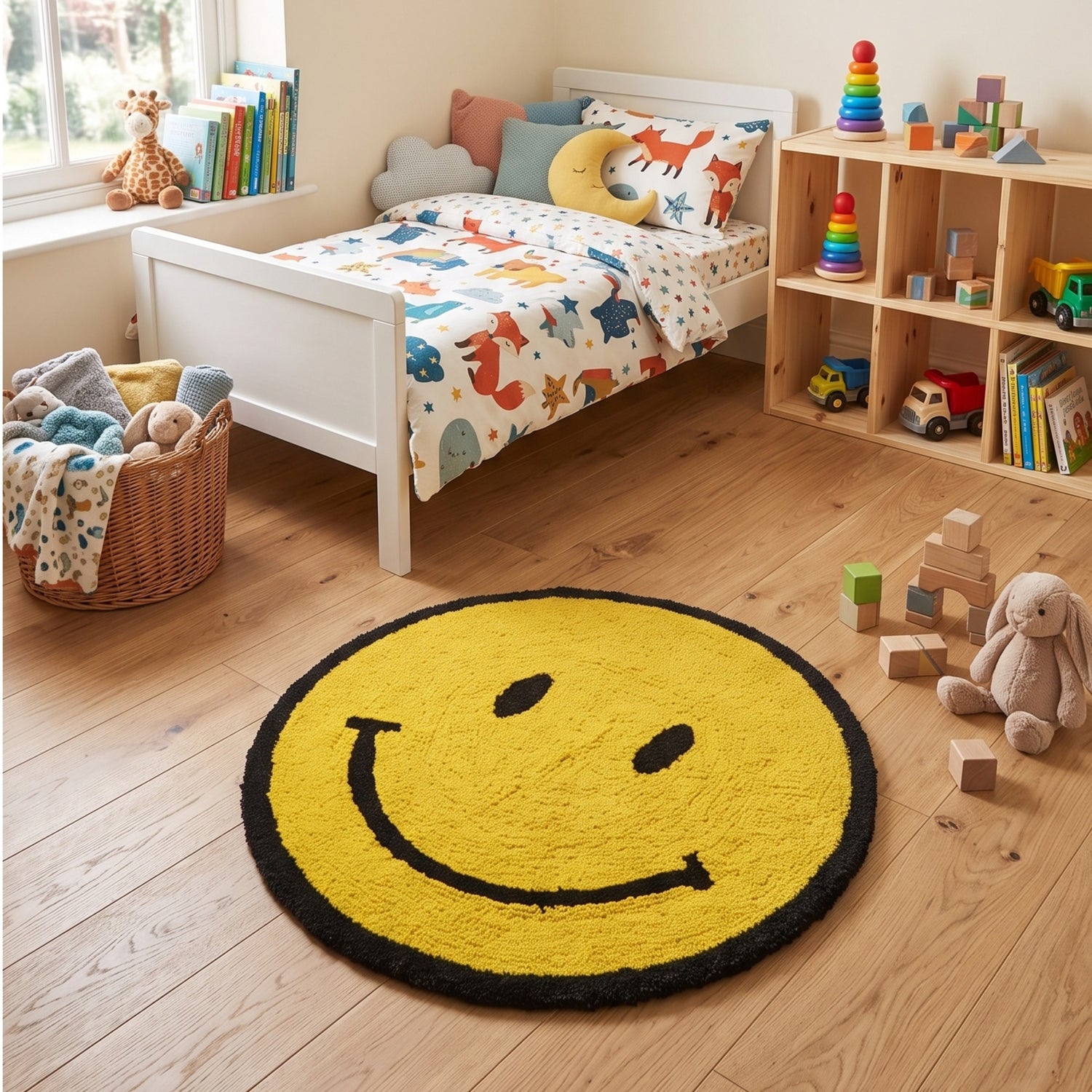 Yellow Happy Face Round Bath Mat