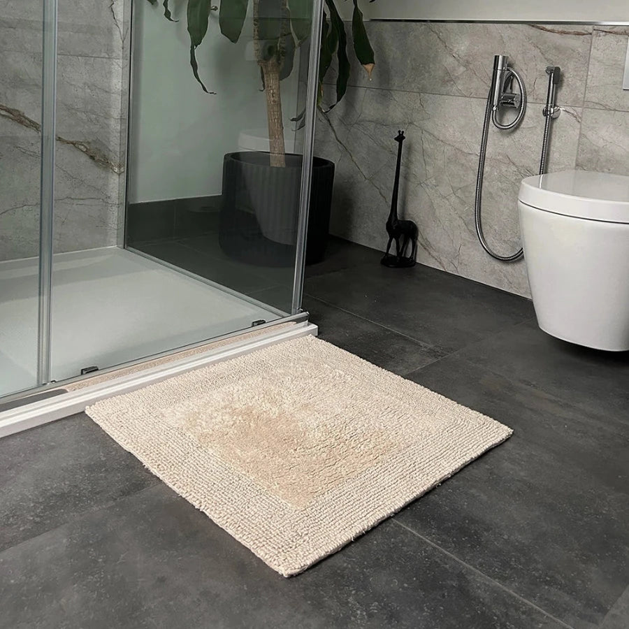 Square bath mat 100% cotton, heavyweight and durable