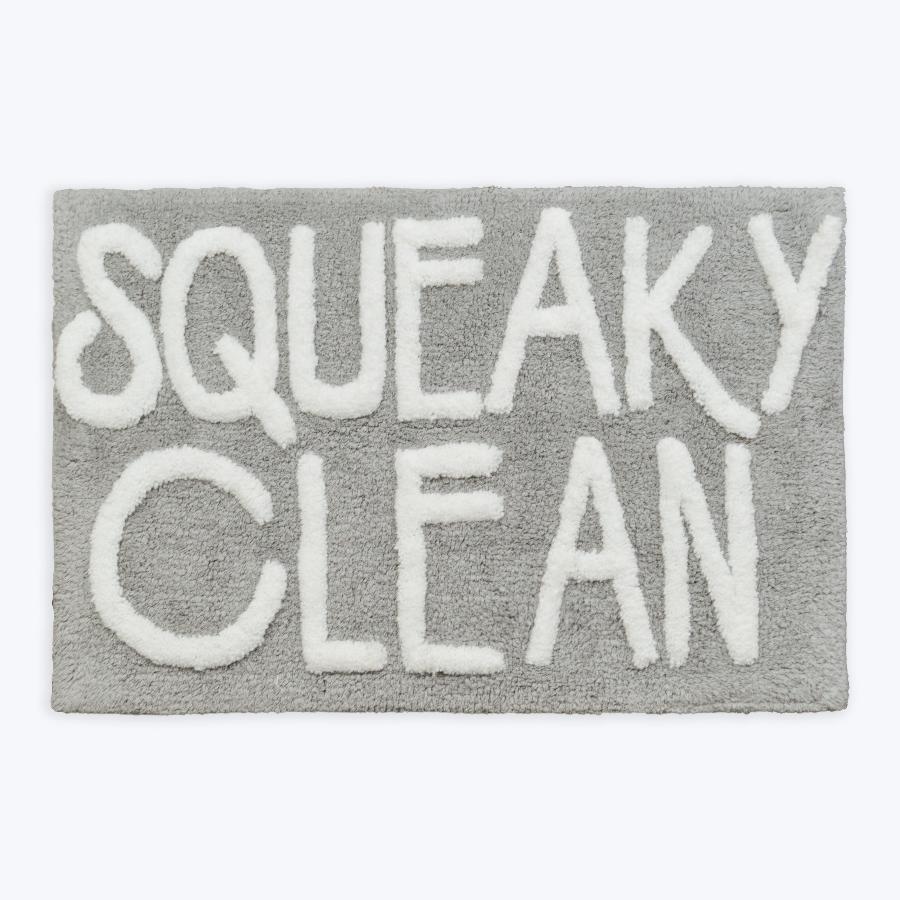 Squeaky clean fun slogan bathmat