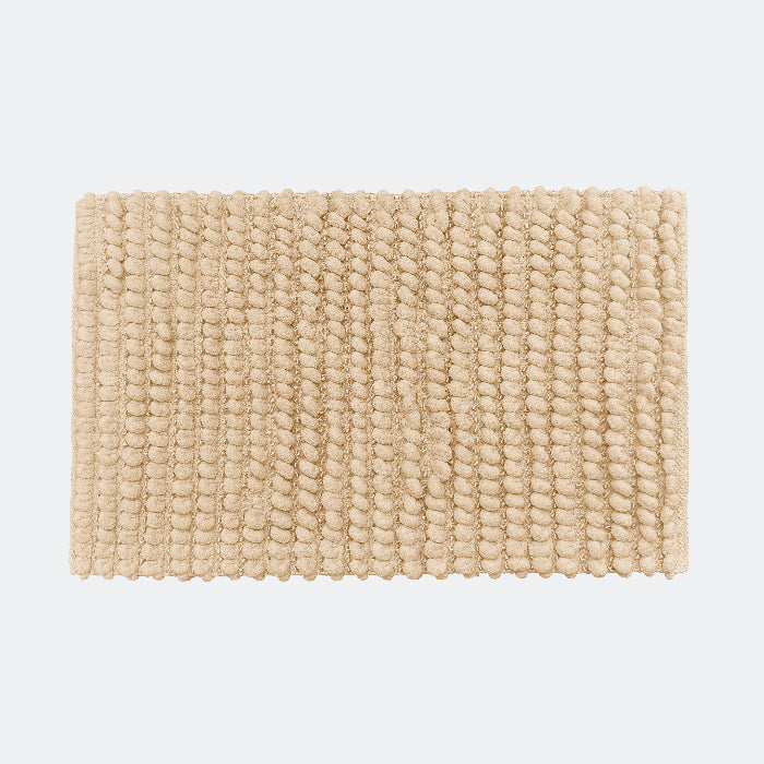Beige bath mat with non slip backing - thick chunky bobbles.
