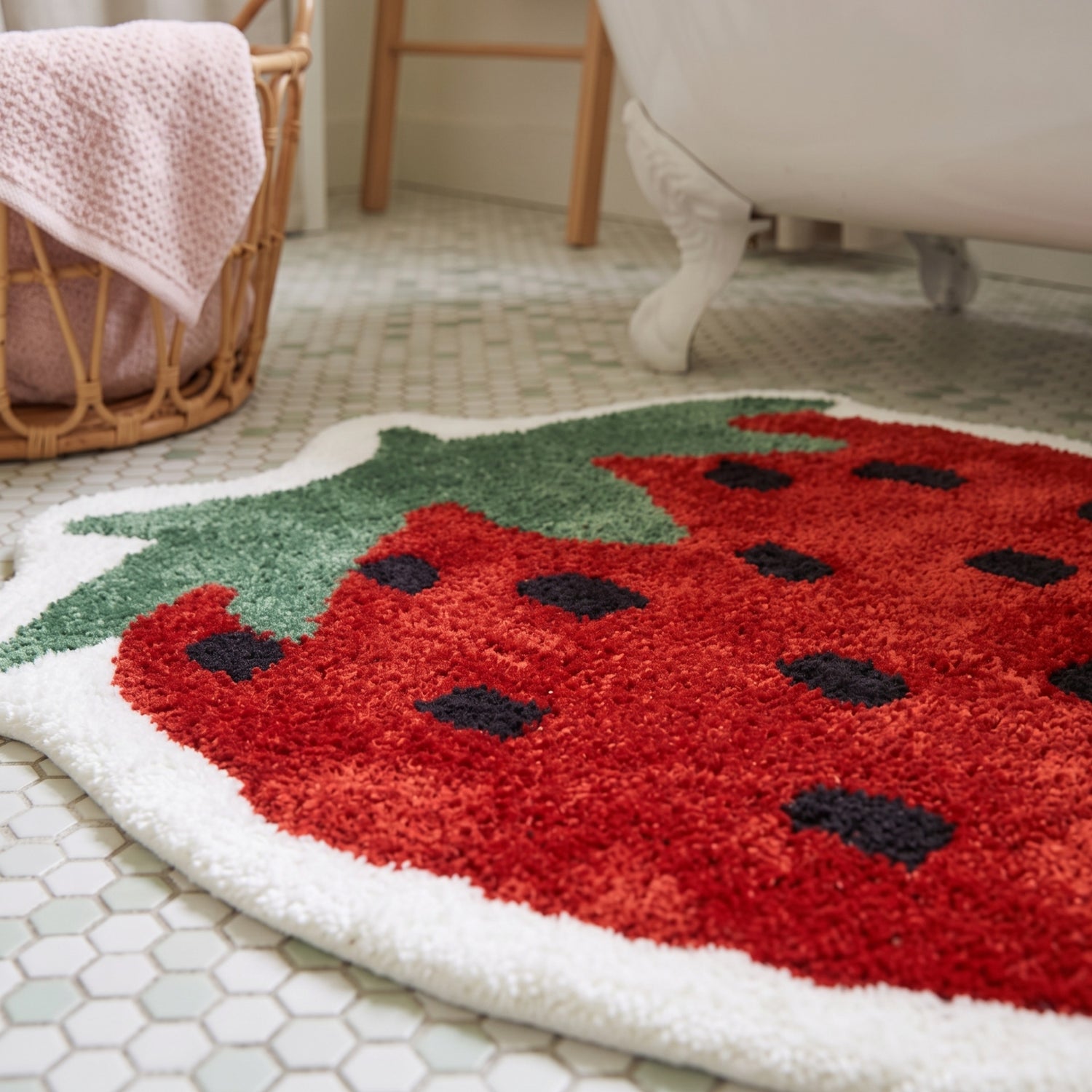 Red Strawberry Bath Mat