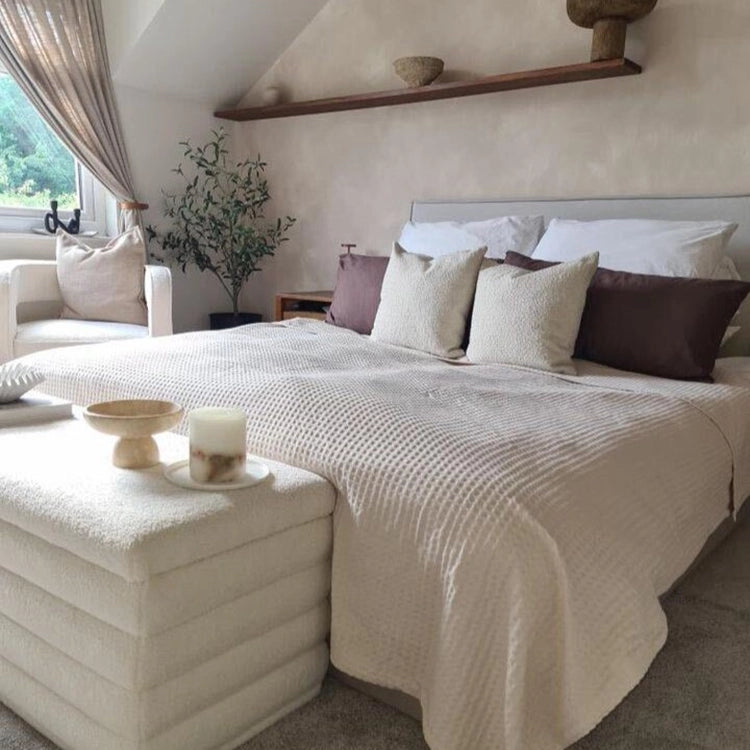 taupe waffle throw bedspread