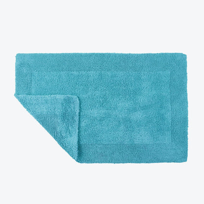 Turquoise Reversible Cotton Large Bath Mat - Luxury Thick Bathmat