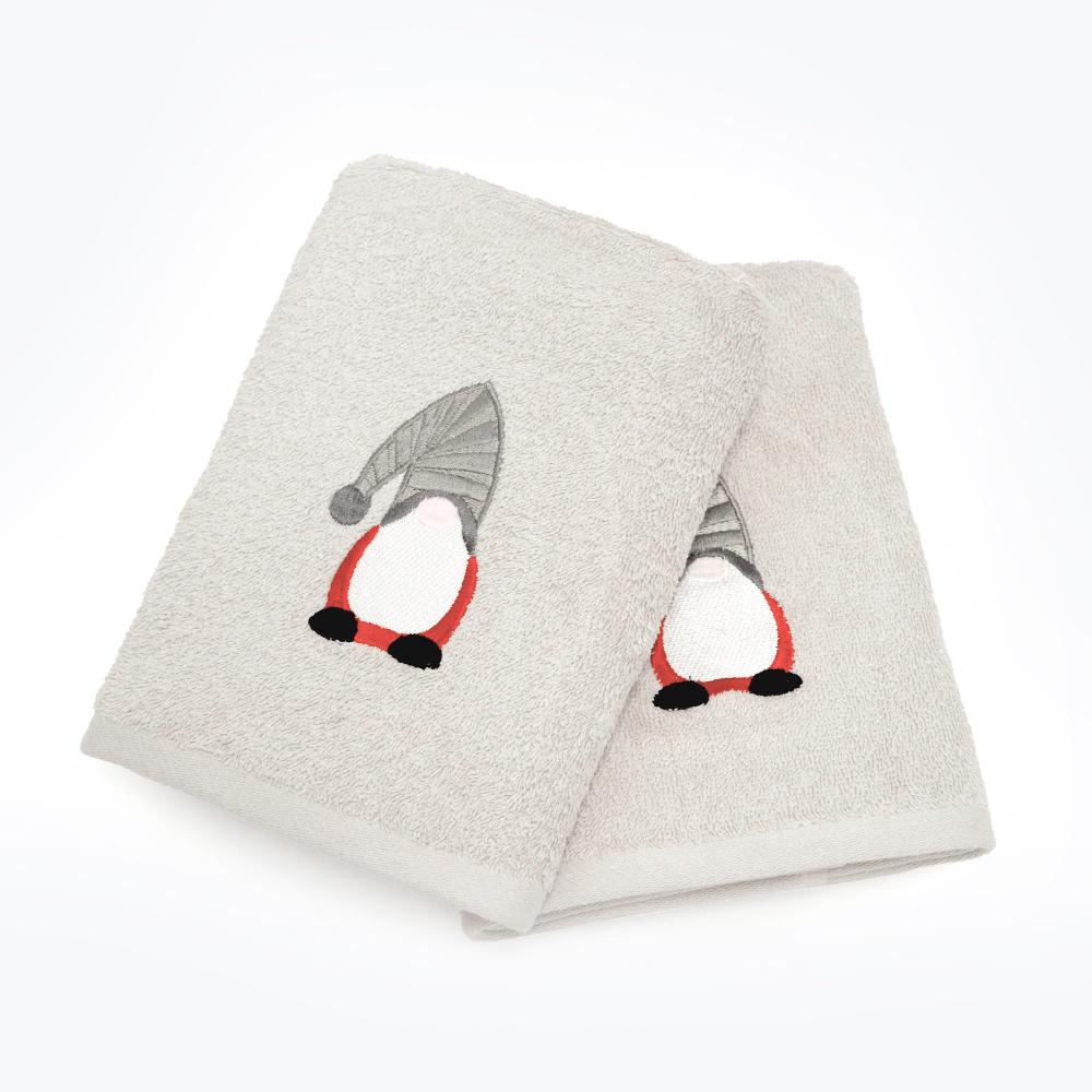 set of 2 Christmas hand towels, cute gonk.