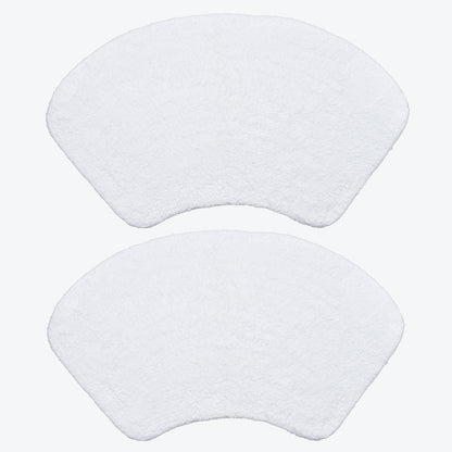 Set of two bath mats in curved shape - for shower units. White shower mats for bathroom.