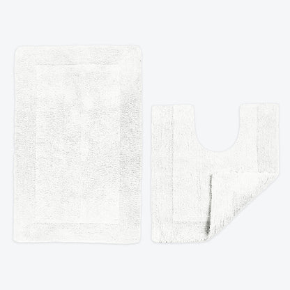White bath mat and toilet mats set 2pc.