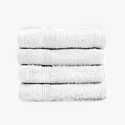 White Egyptian Towels 4pk Face Cloths Set- Premium Zero Twist Cotton Flannels