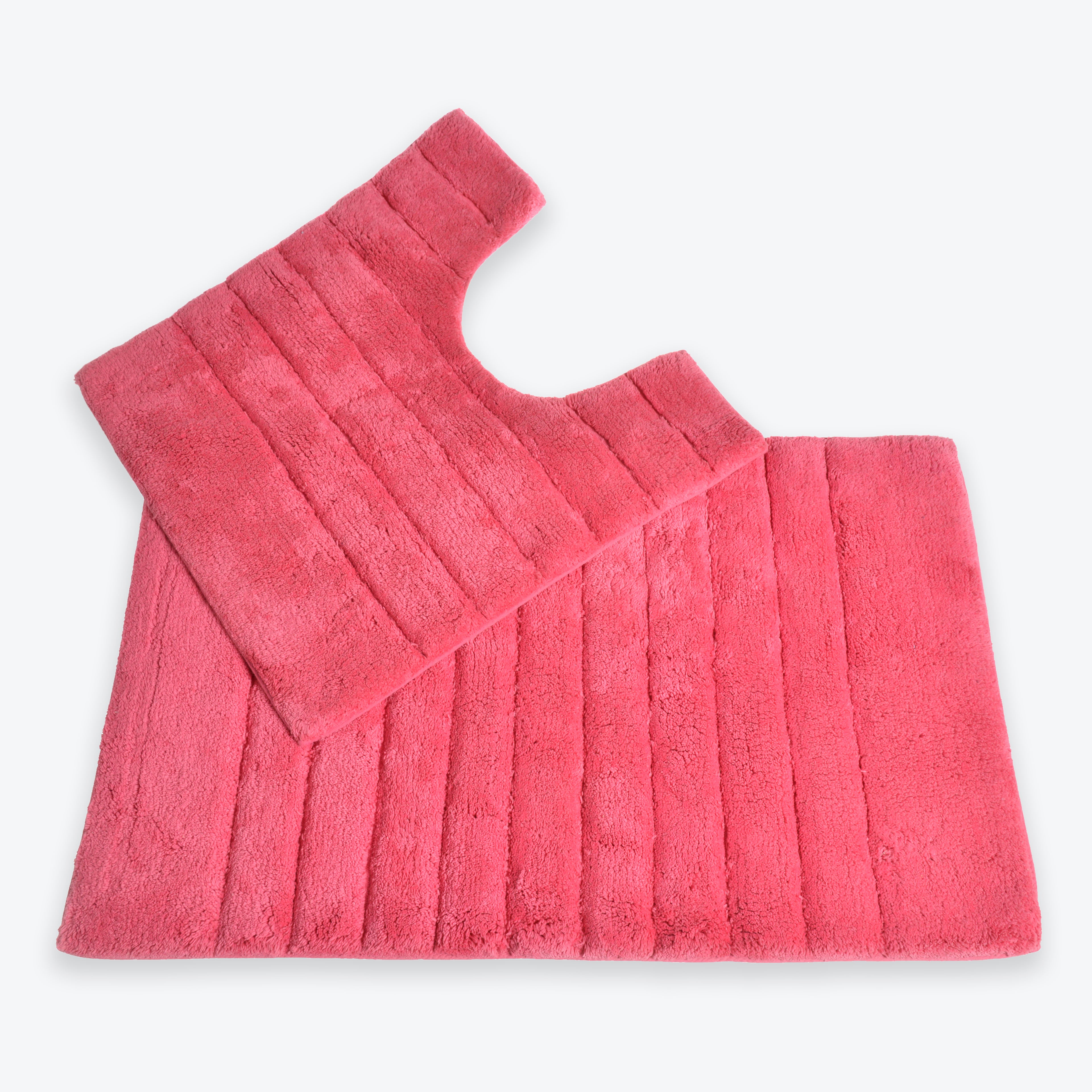 Hot Pink Bathroom Set - 2pc Bath Mat and Pedestal Mat