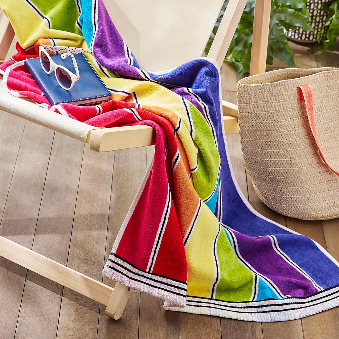 Colourful Rainbow Beach Towel Luxury Cotton Pool Towel